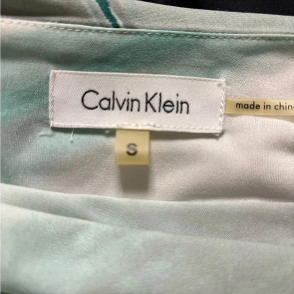 Calvin Klein Sleeveless Green Black Soft Stretch  Faux Wrap Sheath Dress Small - Picture 6 of 6